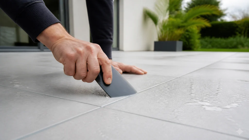 Illustration éditoriale pour l’article « Réussir l'étanchéité de vos joints de carrelage extérieur »