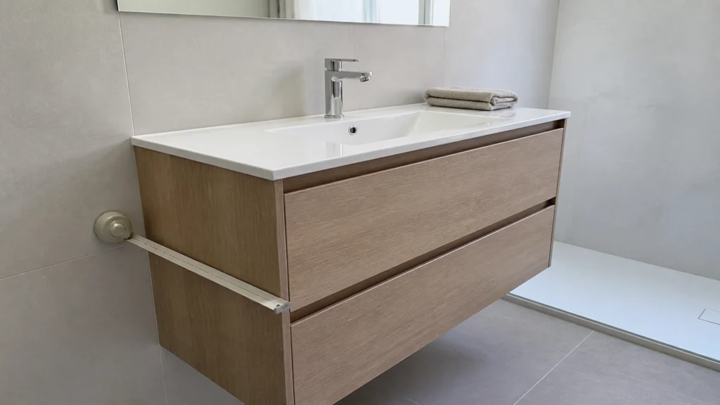 Illustration éditoriale pour l’article « Quelle profondeur pour votre meuble de salle bain »