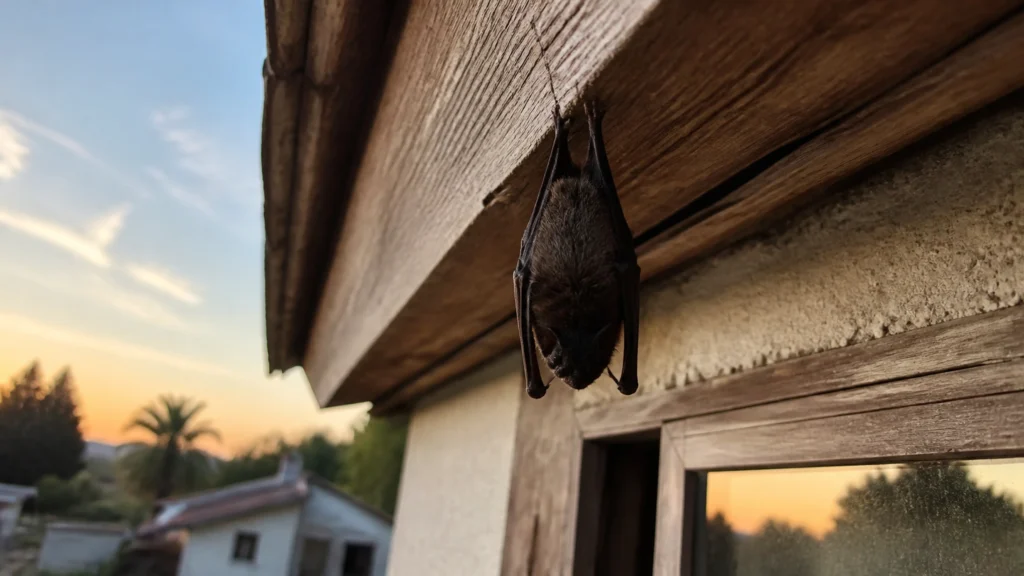 Illustration éditoriale pour l’article « Symbolique chauve-souris maison : entre chance et présage »